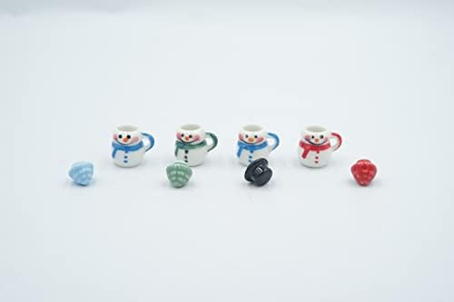 1ShopForyou Mini Snowman Cup 2, Керамички рачно изработено, минијатура, декор, колекција за фестивалски подароци