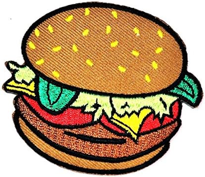 Бургер Хамбургер Храна готвач готвач Кид цртан филм лепенки и пијалок везено железо на апликативни закрпи за DIY фармерки јакна облека