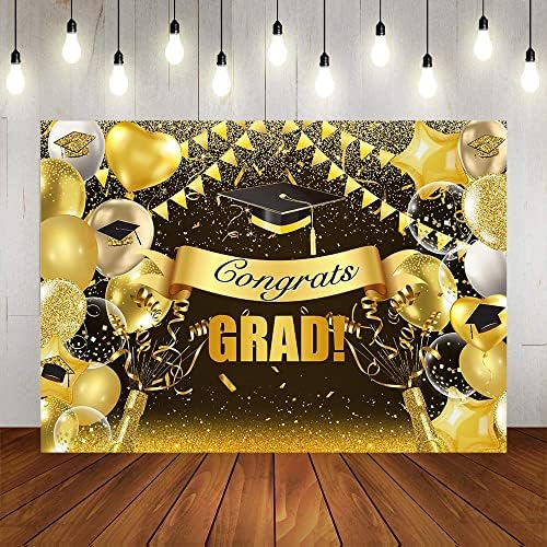 Авезано ги честита Подземната позадина Злато балони Чампањ стаклена класа од 2022 година дипломирање во позадина банер сјај конфетис честитки
