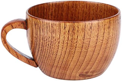 Дрвени чаши чај, дрвени чаши за пиво, природно рачно изработено рачно изработено ретро кафеаво дрво со рачка, за пиење чајно кафе