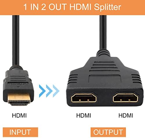Dkardu HDMI Splitter Cable 1080p HDMI 1 во 2 Out HDMI машки до двојно женско 1 до 2 начин адаптер за HD LED LED LCD телевизор, HDMI Splitter