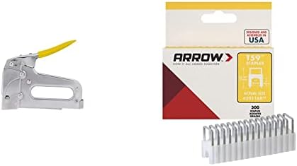Arrow T59 Wiring Tacker & Arrow 591168 Genuine T59 челик 1/4-инчи од 5/16 инчи изолирани основни делови за кабел и жици, јасно, 300 брои
