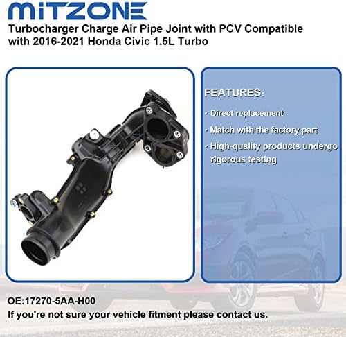 Митзон Турбо полнач за полнење на воздушниот спој на цевката со PCV компатибилен со -2021 Honda Civic 1.5L Turbo Заменете го # 172705AAH00