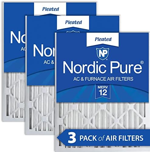 Нордиска чиста 16x25x2 merv 12 pleated AC печка за наизменични филтри за воздух 3 пакувања и 20x20x2 merv 12 pleated AC печки филтри за