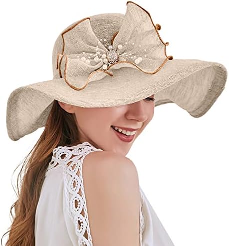 Womenените чипка цвет невестинска венчаница женски летен фустан капа Широк лист цвет невестинска капа летна плажа капи.