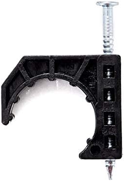 Litorange 30 парчиња црна половина стегач J-кука со нокти за 1 поддршка за цевки за цевки PEX