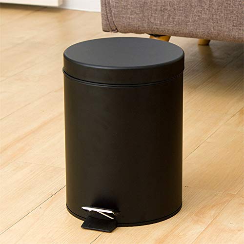 Zukeeljt Trash Can 5L Iron Round Dustbin Cuns Cuns Ped Pedal Bin Metal Metal Lumber може да се отстрани внатрешната корпа за домашна