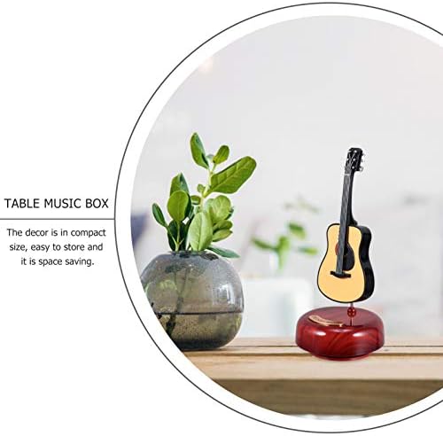 Викаски музички бокс гитара фигурини минијатурни дрвени класични реплики музички кутии подароци со ротирачка музичка база за ден на вinesубените