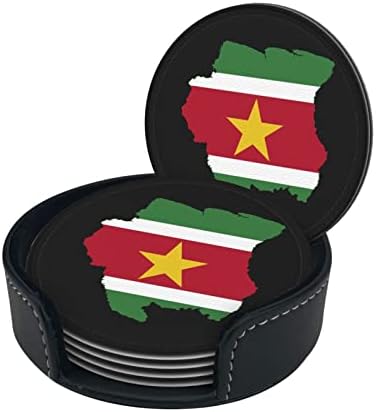 Суринам Знаме Мапа Подлоги Кожени Подлоги Заштита На Маса Подлоги За Пијалоци За Домашен Декор За Загревање На Барот