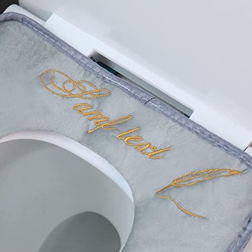 2 парчиња бања Мека тоалетна седиште подлога со рачка за капакот на капакот на тоалетот, мека подебела миење одговара на сите