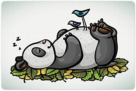 Лунарна Смешна Подлога За Миленичиња За Храна И Вода, Мечка За Спиење Панда и Птици На Нејзиниот Стомак Детски Пријател Цртан Филм За Животни