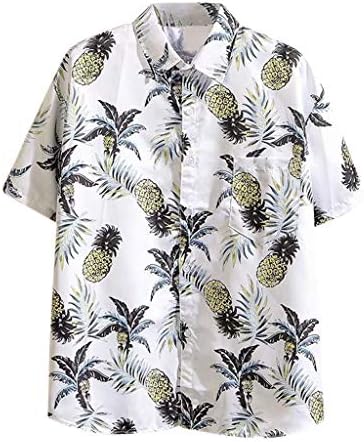 Машка хавајска кошула костуми 2021 Менс летна облека Машка машка тренерска маичка со кошули за плажа костуми со џеб