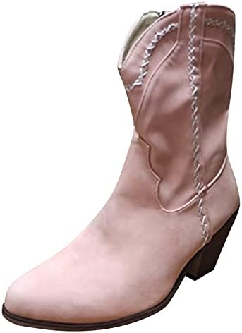 Womenенски платформа чизми потпетици на глуждот водоотпорен дождовник без лизгање модни чевли кожа чили чизми на отворено снежни чизми