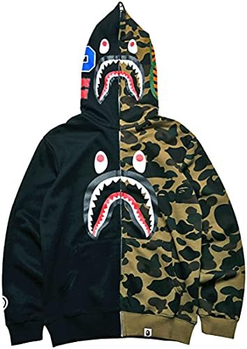 Еудолах ајкула Худи камуфлажа за печатење трендовски памук случајна лабава поштенска јакна за мажи жени