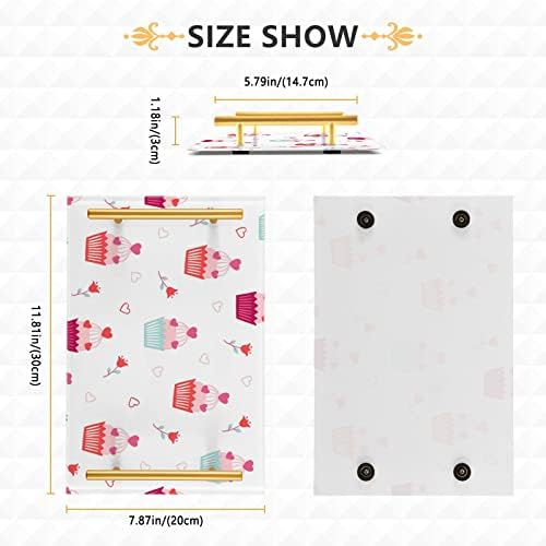 Далонан Акрилик Бања Послужавник Декоративни Послужавник Со Златни Рачки За Кујна Организатор Кекси Срце Лале
