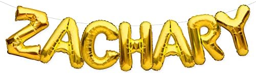 Забава засекогаш Банер Захари Балон Голем 16 Инчен Златна Фолија Балони Букви Име За Мажи И Момчиња Украси За Роденденски Забави И Свадбени Материјали