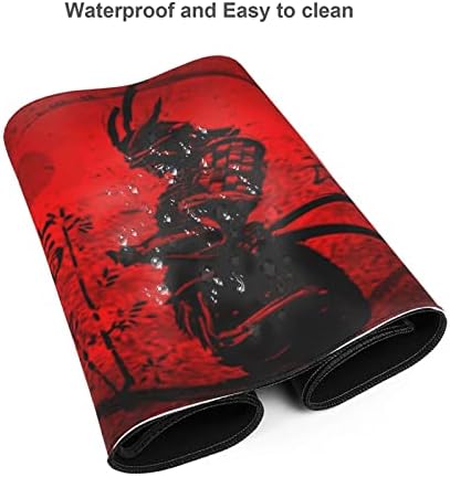 Јапонски самурај ладно аниме црвено -црно -змеј глушец подлога xl продолжена биро за биро, не -лизгачка гумена база зашиени раб за игри,