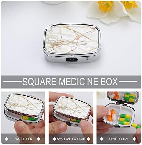 Пилула кутија мермер камен текстура на плоштад во форма на таблети за таблети, преносен пилум за витамин контејнер Организатор на апчиња држач
