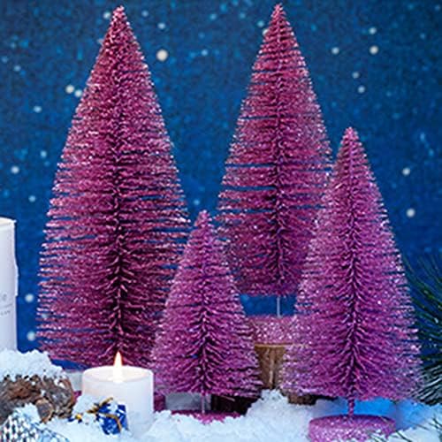 ЦДАР мини новогодишни елки - вештачка елка, сисал снежни дрвја со дрвена база за Божиќен декор Божиќна забава занаетчиски украси