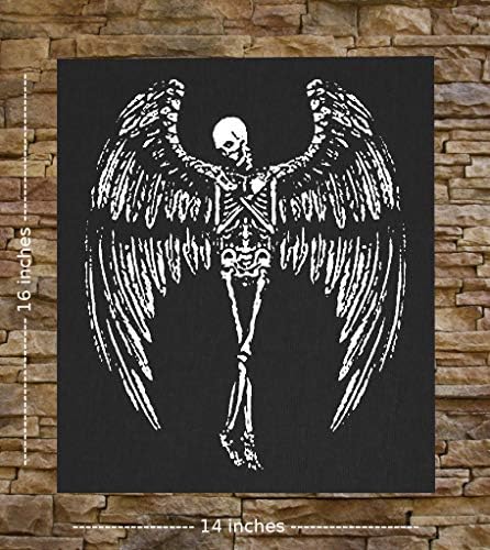 Крилен скелет платно печатење или заден лепенка - пентаграм демонски ѓаволски змеј демон злото коза мендес череп коза Глава готска метална