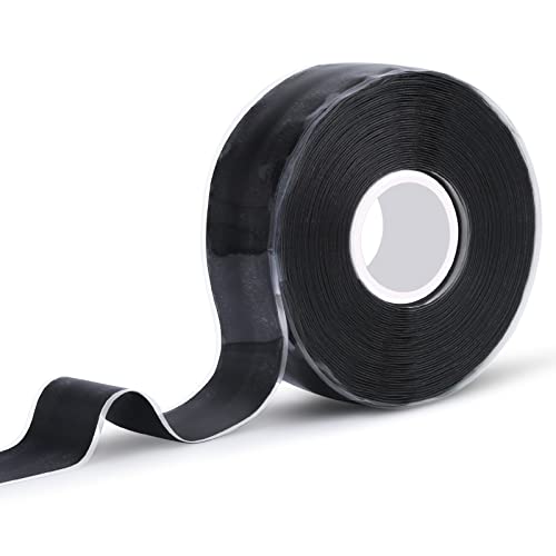 1 x 19,5 ft Fusion Grip Silicone Tape, црна лента за спасување на само-фузирање, гумена леплива лента за итни цевки и поправка на водовод, спорт