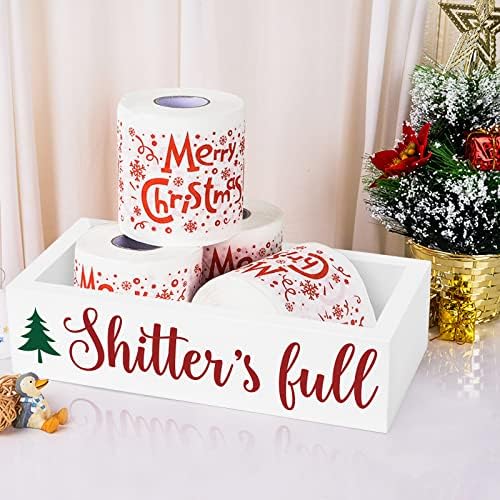 Божиќна Бања Дрвена Кутија За Складирање Смешен Држач За Празнична Тоалетна Хартија Со Божиќно Дрво Кампување Резервоар За Фарма Декор