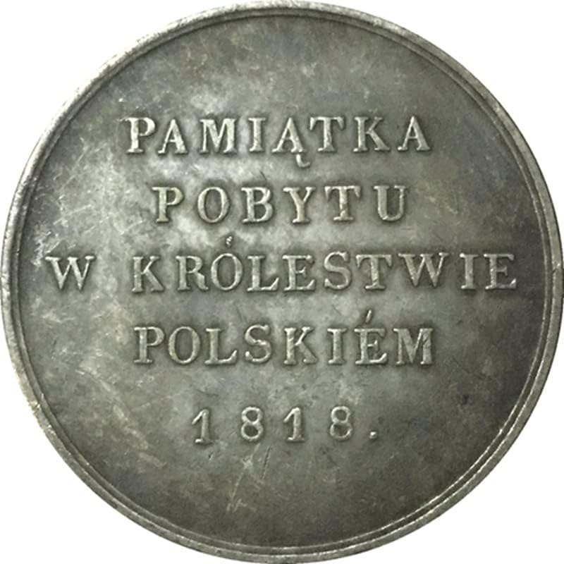 Руски Медал 1818 Антички Монета Ракотворби МОНЕТА 40ММ