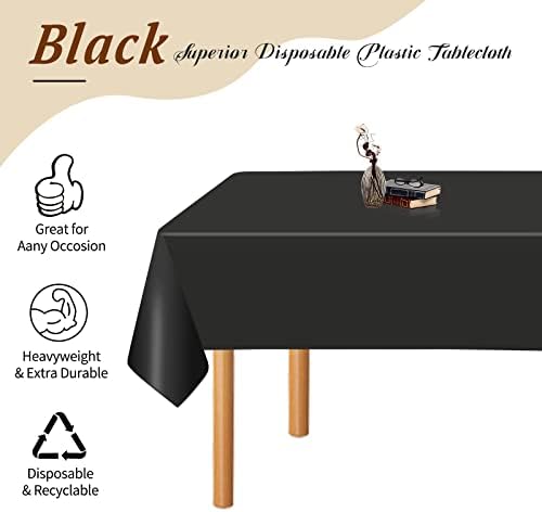 Pesonlook 20pack правоаголник табела за еднократна употреба пластични крпи од маса 54 инчи x 108 инчи чаршав црна плоча за еднократна