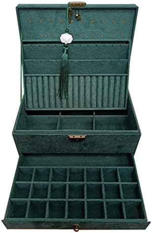 Wybfztt-188 Ретро темно зелена кадифена кутија за накит Елегантен и дарежлив подарок за роденден и фестивал