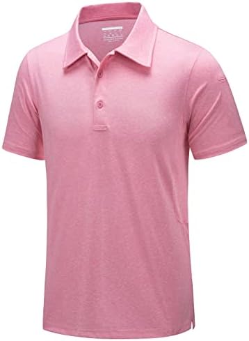 Машки голф-голф маички со кратки ракави со кратки ракави со брза суво лежерна кошула со копчиња за перформанси-маица