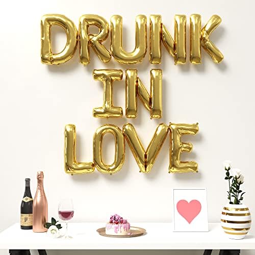 Куќа на забава Златна фолија пијан во loveубовни балони - 16 инчи пијани во loveубов Декорации за забава