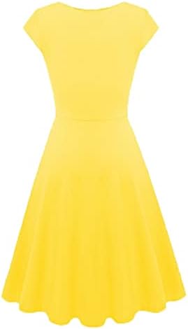 Dhwgdgkp пролетни фустани за жени 2023 година, летен моден фустан V-врат за кратки ракави вечерни забави за возрасни