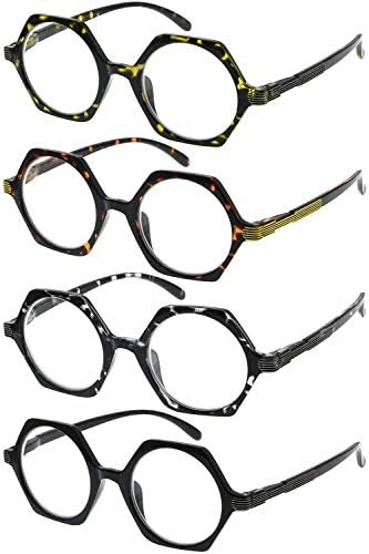Очила 4 Пакување Гроздобер Дизајн Очила За Жени Читање-Ретро Читање Очила Мали Леќи Читатели Мажи +2.75