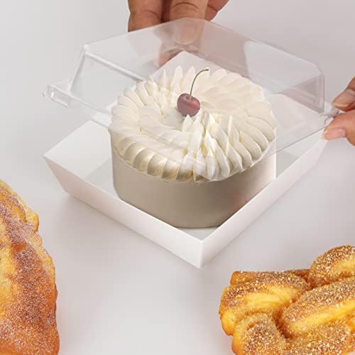 Кутии со пакети со 50 пакувања со јасни капаци, 5,5 инчи бела хартија десерт кутии за еднократна употреба храна за пекари за