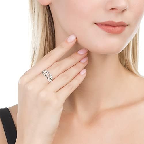 Womenените трендовски моден темпераментен слој крст три прстен паметен прстен ротирачки личен накит подароци за редење прстени за накит