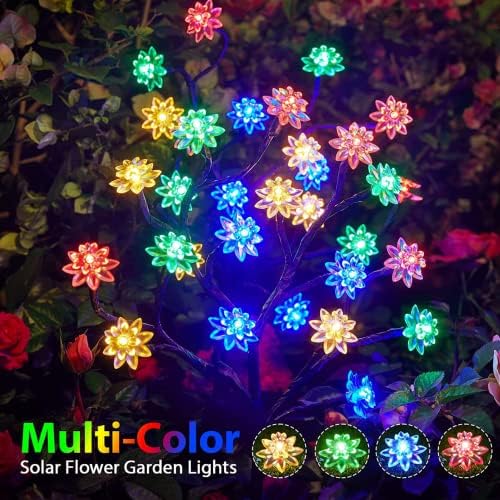 Светилки за соларни цвеќиња на Цуакиву, соларна светлина од цреша од цреша, водоотпорни разнобојни пејзажни светла, градинарска декоративна
