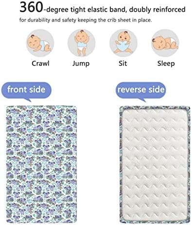 Расадник тематски опремени мини чаршафи за креветчиња, преносни мини креветчиња со меки мали деца, вграден лист за бебиња за момчиња, 24 „x38“,