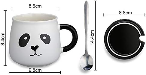 Смешна чаша за кафе, симпатични керамички чаши за панда, прекрасни чаши чај од животинско со 3D капаче од панда и лажица, слатки