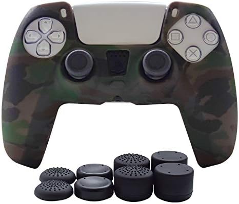 PS5 Контролер Силиконски капак на кожата-хикфлај за контролор на контролори PS5 DualSense, нелизгален капак за PlayStation 5 Контролер-1 x кожа со капачиња за зафат на палецот од 8
