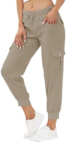 Mofizенски панталони за жени со лесни џогери панталони со еластична половината на отворено за пешачење атлетски панталони обични џемпери