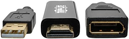 Tripp Lite 4K HDMI за прикажување на видео конвертор w/USB моќност, машки до женски, 4KX2K @ 30Hz HDMI до DP, 6 инчи, црна, 2-годишна гаранција
