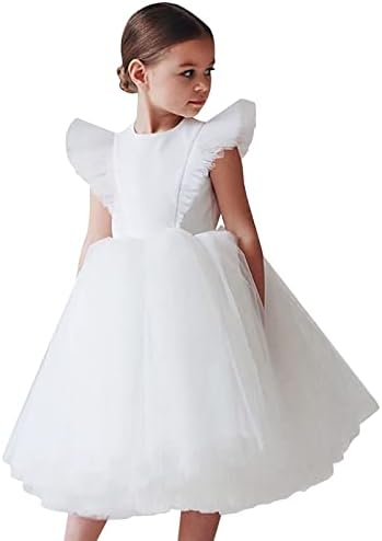 QVKARW дете Детско девојче девојче Руфле Патник забава свадба Тул фустан Девојче кратки ракави принцези фустани
