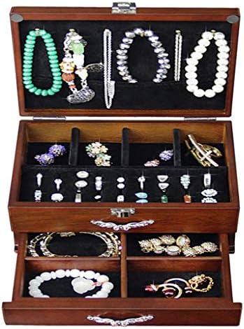 Кутија за складирање на WYFDC повеќе оддели цврсто дрвена дрвена накит кутија за заштита на накит