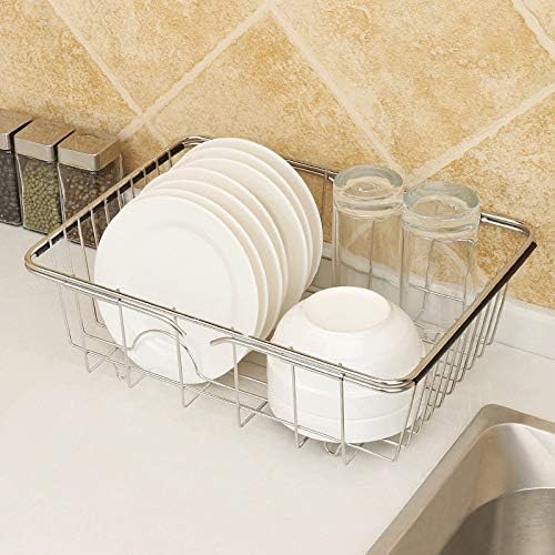 SJYDQ Мултифункционално прилагодување на мијалник за миење садови за сушење од не'рѓосувачки челик Организатор за кујнски организатор за складирање