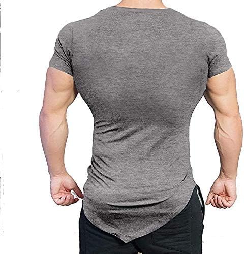 Коофанди машка теретана маичка маица со кратки ракави, исечени кошули за бодибилдинг тренинг фитнес мета врвови