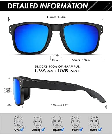 АНИЛУВ Машки Очила За Сонце Поларизирани, Квадратни Очила За Сонце За Мажи Квадратен Стил Со Заштита ОД УВ400