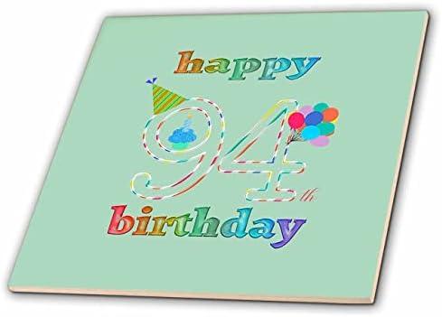 3дроза Среќен 94-ти Роденден, Кекс Со Свеќа, Балони, Капа, Шарени-Плочки