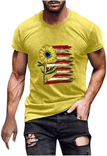 lcepcy Смешно 4 -ти јули маички за мажите обични екипаж на вратот кратки ракави маички тренингот атлетски патриотски маица