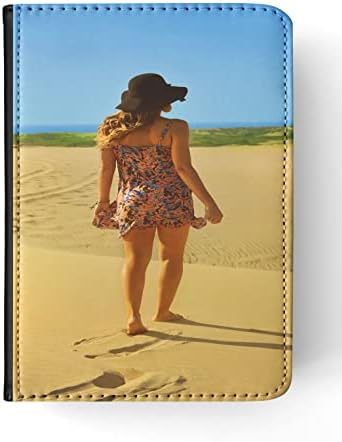 Секси девојче на плажа симпатична фустан флип таблета за таблети за јаболко iPad mini