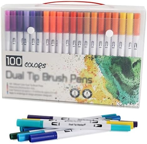 Lxxsh 100/120 бои акварел уметнички маркери Поставете двојно врв на пенкало со четка за фининерски цртање на канцелариски материјал за